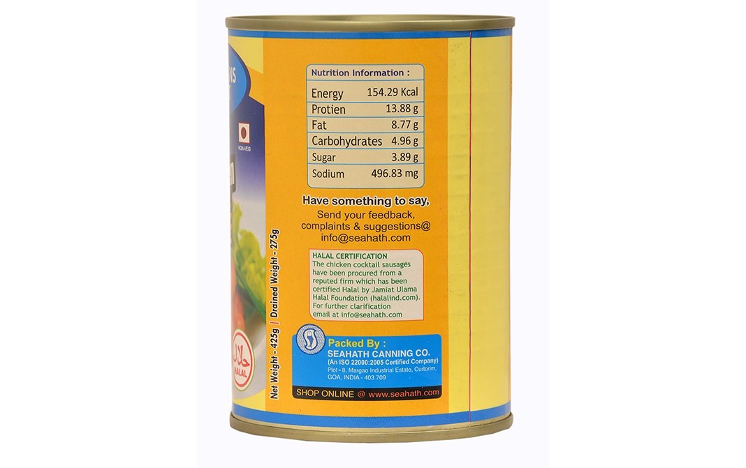 Oceans Secret Chicken Cocktail Sausage In Brine   Tin  425 grams